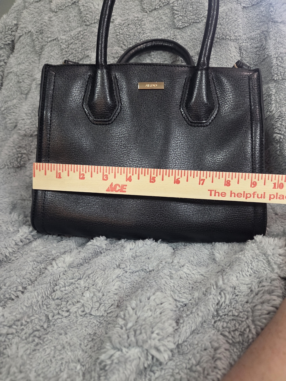 Aldo Black Crossbody Satchel with Gold-Tone Hardware - Picture 13 of 14